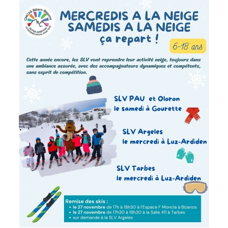 INSCRIPTION  AUX MERCREDIS A LA NEIGE DE TARBES 25-26