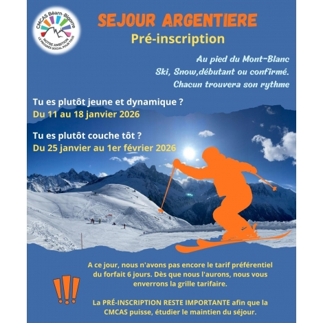 SEJOUR ARGENTIERE 2ème SEJOUR - 2026