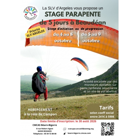 STAGE PARAPENTE - PROGRESSION -  SLV Argelès - 2026