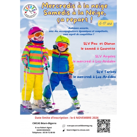 INSCRIPTION AUX  SAMEDIS A LA NEIGE PAU OLORON - 2026/2027